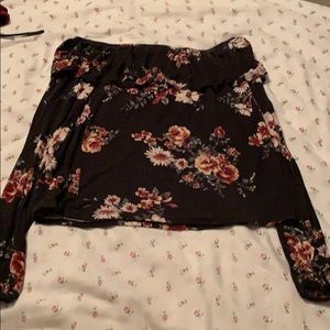 Long Sleeve Floral Off The Shoulder Top